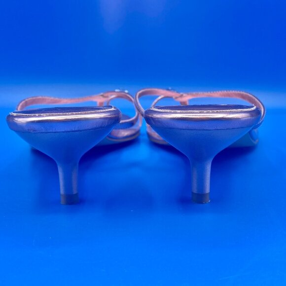 Yellow Box Pink Metallic Heeled Flip Flops Gem decor Toe Strap Size 9.5 - Picture 3 of 9